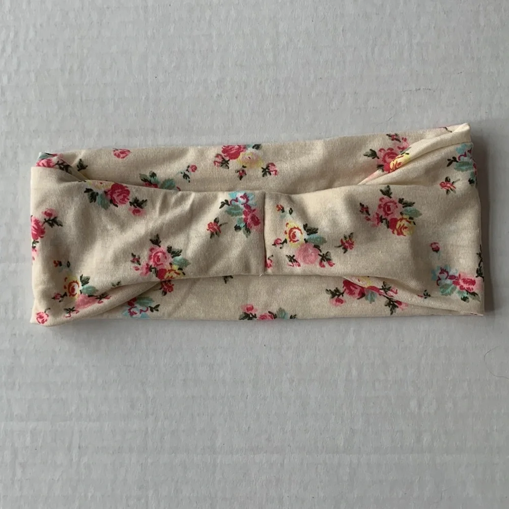 3x$15 Beige Cream Off‑White Floral Fabric Hair Headband Women’s Accessory